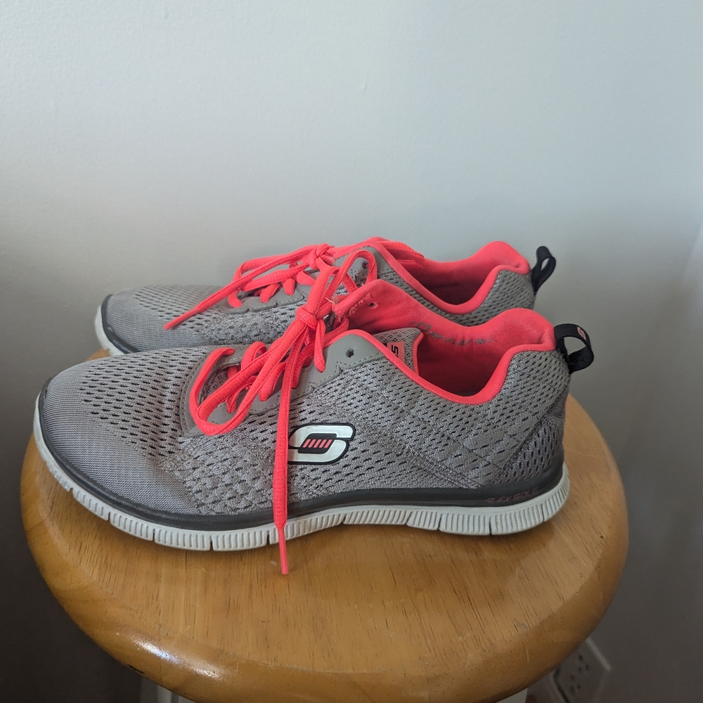 Skechers Gray and Pink Athletic Shoes